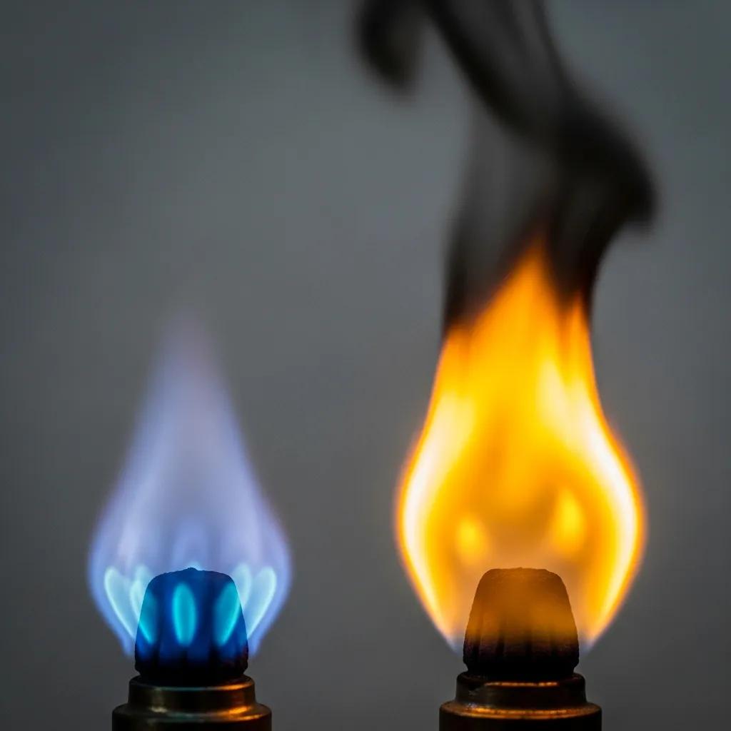 Easy Guide to Pilot Light Issues: Keep Your Furnace Running Side-by-side view of a healthy blue pilot flame and a weak yellow flame — visual signs to watch