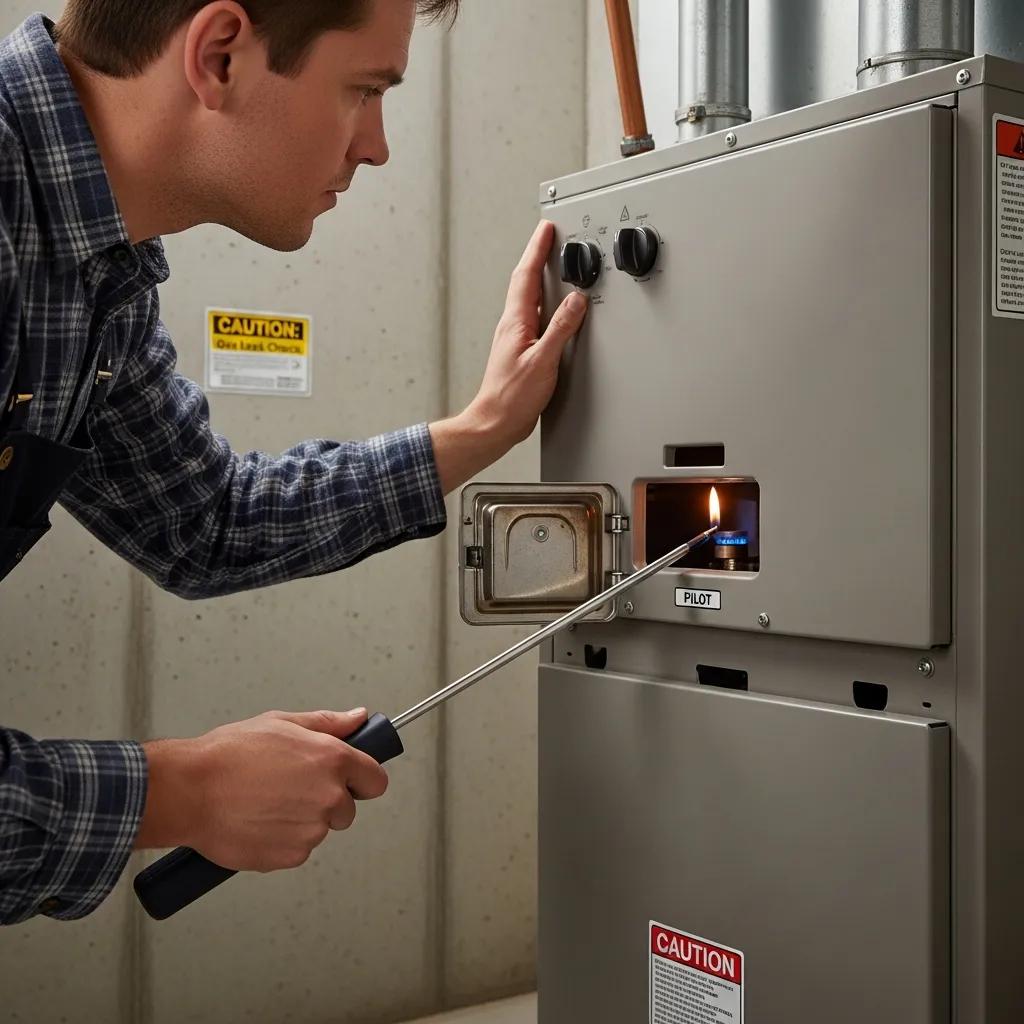 Easy Guide to Pilot Light Issues: Keep Your Furnace Running Homeowner following safety steps to relight a furnace pilot — clear, calm procedure