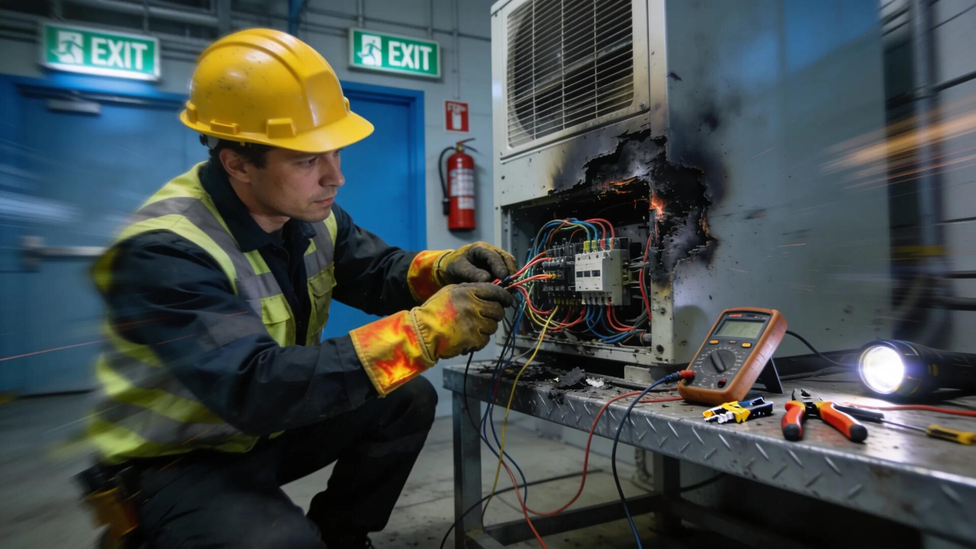 Strange HVAC Smells Explained: Odor Insights & Remedies Technician inspecting HVAC unit for burning odors and electrical issues
